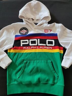 Polo by Ralph Lauren White, Green & Multicolor Logo Hoodie